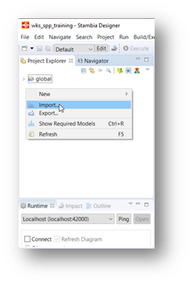 reference project import menu
