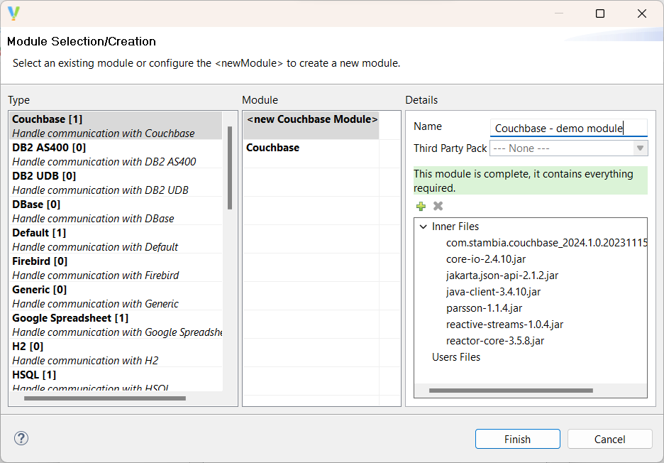 Module creation window