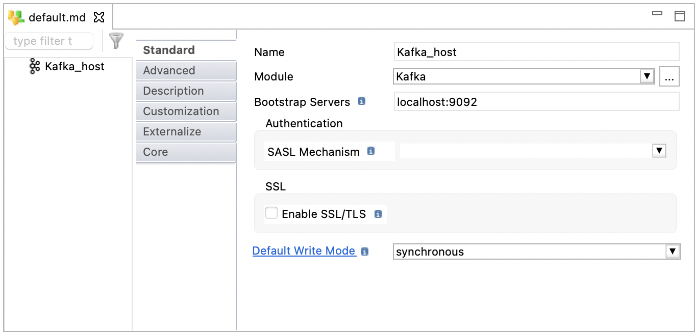 Example Apache Kafka host configuration