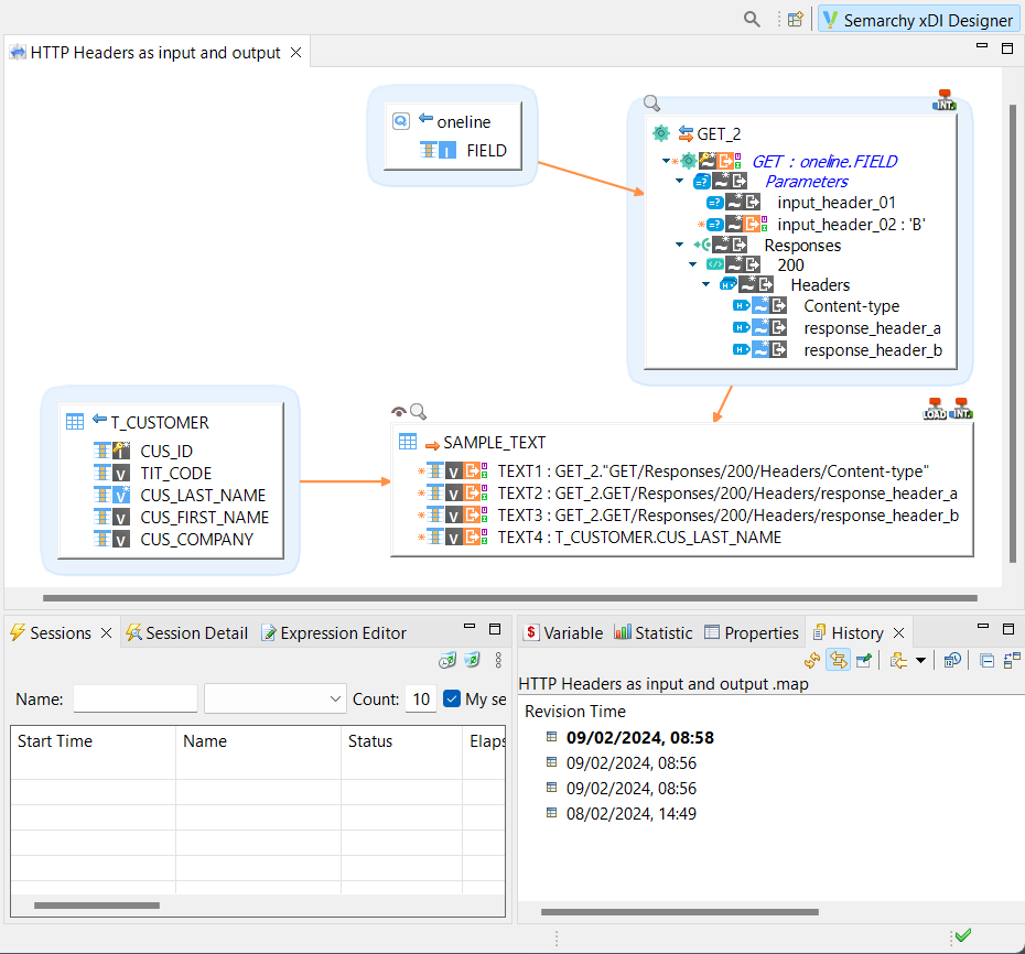 Screenshot of an open mapping in xDI Designer