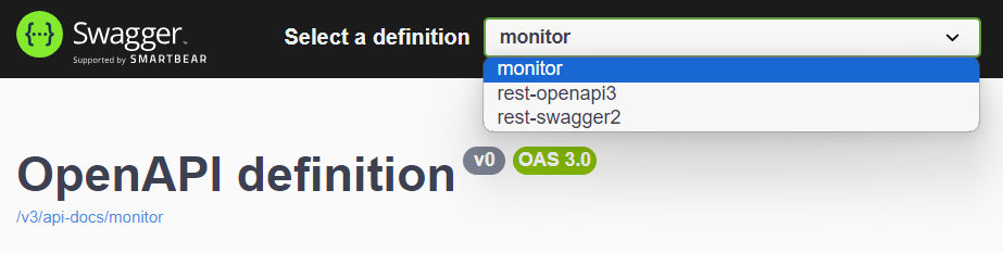 Swagger dropdown showing monitor entry