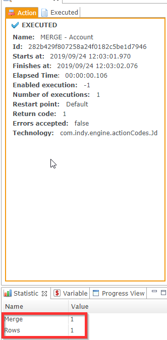 Screenshot of Salesforce incremental replication results showing one records merged