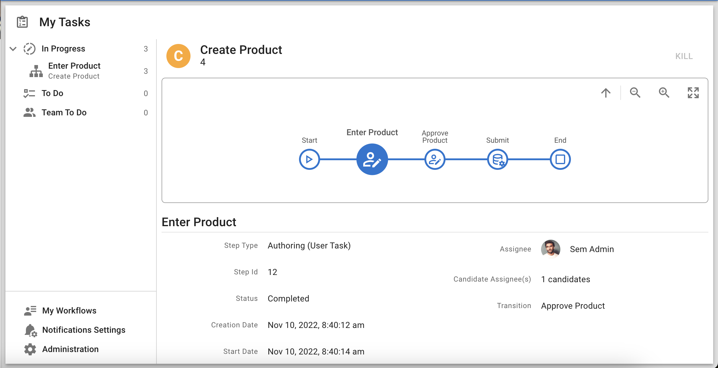 Workflow instance editor