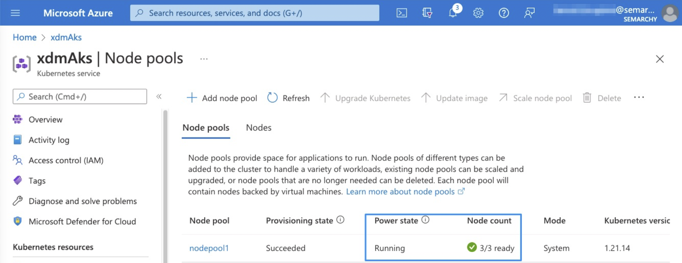 Azure AKS Console