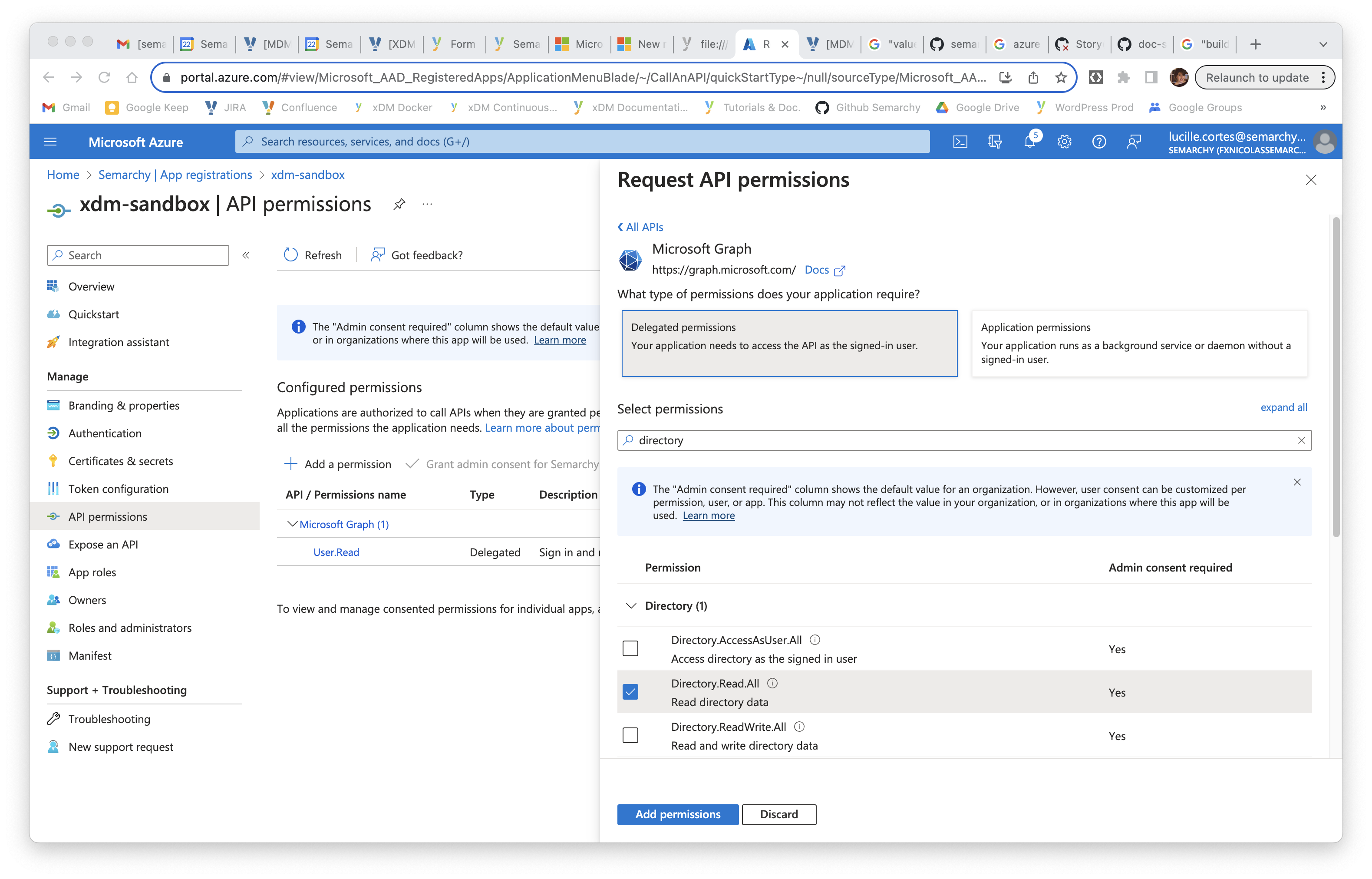 Selecting API permissions