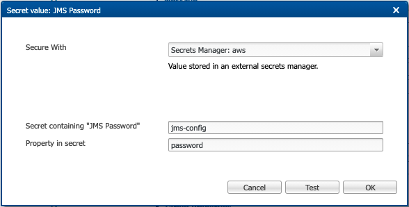 Application Builder: Secret stored in a secrets manager