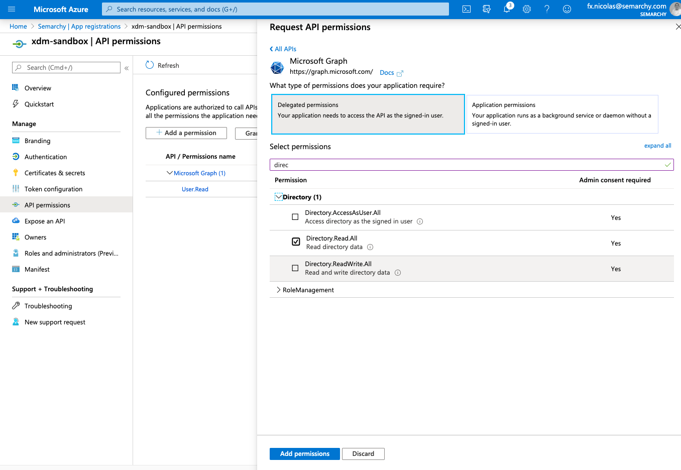 Selecting API Permissions