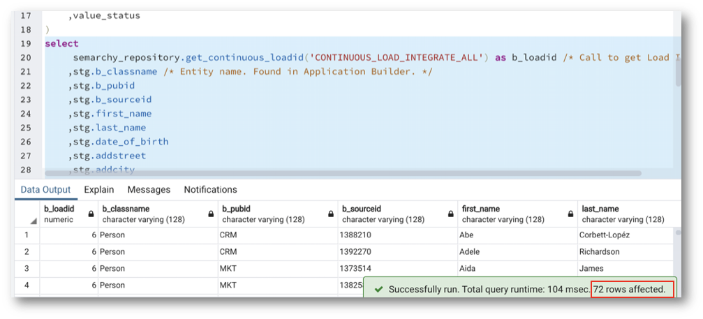 Load Data via the SQL API