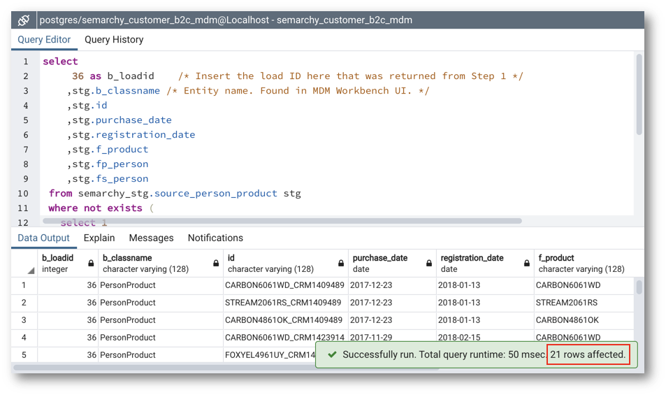 Load Data via the SQL API