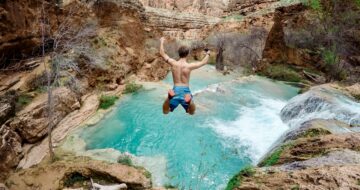 jump dive waterfall
